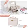 Casegrace Large Jewelry Box Organizer Girls Pu Leather Der Jewellery Boxes Earrings Ring Necklace Storage Case Casket 220119 Drop