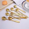 8 PCs/set Vintage Aço inoxidável Spoon Flower Flower Cheve Sctar Spoon Scele Cream Bolo de Sobremesa SN4296