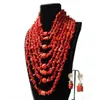 4uJewelry Original Coral Beads Jewelry Set Orange Layers African Jewellery Necklace Bracelet Earrings Set 220716
