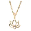 Hollow Lotus Flower Necklace Lotus Flower Pendant Locking Chain233T