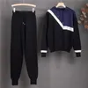 Pantalon deux pièces pour femme Amolapha Jogger Suit Retro Chic Sweat à capuche à manches longues Leggings Sport Mode Femme Deux pièces