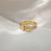 Luksusowy design 18K Pozłacane ze stali nierdzewnej Biała Powłoka Ring Ins Style Damska Biżuteria