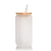 US Warehouse Sublimation Mason Jar Clear 12 oz 16 oz Gobelet droit en verre Tasses à sublimation en verre avec couvercle anti-éclaboussures et paille réutilisable à boire tt0227