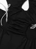 Hovon Pasek koronkowy wycięty seksowna sukienka bodycon kobiet elegancka v szyja bez pleców letnia impreza mini sukienki nocne 220521