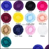 Hair Accessories Tools Products Solid Color Silk Satin Night Hat Care Women Head Er Sleep Caps Bonnet 10Pcs Drop Delivery 2021 Fxy6H