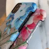 Top Grade Luxury Geranium Flower Phone Cases For Iphone 13 14 Pro Max 12 Mini 11 Xs Xr X Fashion Print Design Retro Leather Classic Back Cover Iphone Case