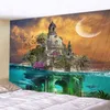 Tapis Mural en forme de champignon, château de fée, décoration de jardin bohème, écrans décoratifs pour peinture murale J220804