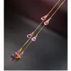 Chains Gypsophila Topaz Necklace Female Gemstones Yellow 18K Gold Color Gemstone Faceted Water Drop JewelryChains