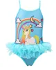 Meisjes Eendelig Jarretelbadpak Eenhoorn Designer Beachwear 3-10T Schattig meisje Cartoon bedrukt badpak Kinderen Zomer Comfortabele badmode 3 stijl