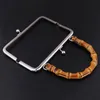 Vintage Style Metal Purse Bag Frame Kiss Clasp Lock with Bamboo Handle 220812