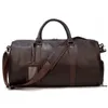 Mens Leather Travel Black fitness bag stand cylinder handbag head leather messenger bagS barrel duffle menbag