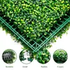 20 pcs Plantas Artificiais Cenografia de Parede de Grama Flores Casamento Boxwood Hedge Painéis para Indoor / Outdoor Jardim Decor 25x25cm 220406