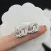 Platinum full diamond stud earrings Designers Double Letters Women Earring Luxury Jewerlry