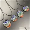 Pendant Necklaces Fashion 7 Chakras Oval Round Shape Natural Healing Stone Crystal Quartz Amethyst Necklace Drop Delivery Carshop2006 Dhf2I