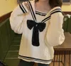 Vintage Sweters for Women 2022 Zimowe ubrania Kobieta Preppy Knit Pullovers Oważne topy Korean Sweter z kołnierzem żeglarzy