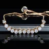 Clássico 3A Cubic Zirconia Tennis Pulseira Rose Gold Pulseiras Cobre Branco Redondo Diamante Luxo Designer Jóias Para Mulheres Partido Amigo Meninas Presente Atacado