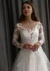 Nuova sposa abito da sposa a maniche lunghe a lunghezza semplice o-scollo profondo grande caveone sparare piccolo filato morbido sottile abito bildo sottile vestido de nolia