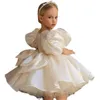 New Arrival Flower Girls Sukienki Długie Little Girls Szaty De Fête Koraliki Pierwsza Komunia Suknie V Neck Koronki Balowe Suknia Dziewczyny Pagewne Suknie