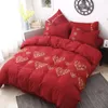 Bedding Sets Western-style Foreign Trade Wedding Embroidery Four Cotton Embroidered Quilt Cover Bed RedBedding