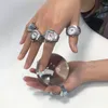 Fflacell индивидуальность винтажные панк -эластичные эластичные Quartz Watch Ring