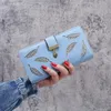 X Neue Koreanische frauen handtasche lange mode handtasche hohl-out blatt reißverschluss schnalle geldbörse frauen taschen