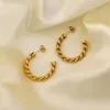 Hoop Huggie Gold Plated 316L Edelstahl C Form Twisted Ohrringe für Frauen Mädchen Schmuck Accessoireshoop