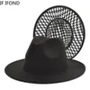 الموضة المرقعة للنساء Fe Hat Printing Design Wide Brim Trilby Jazz Hats الرسمية الشارع Cap Sombreros de Mujer 220629