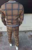 Jesień delikatne męskie setki kurtka 3D w kratę drukowana garnitur sportowy swobodny garnitury mężczyźni stylowy brytyjski styl zestawu