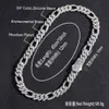 12mm Glacé Cubain Lien Figaro Chaîne Collier 14K Or Blanc Plaqué 2 Rangées Diamant Cubique Zircone Bijoux 16 pouces-24 pouces Rappeur