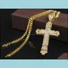 Pendant Necklaces Pendants Jewelry New Retro Chram Cross With Diamond Women Mens Hip Hop Necklace Long Cuban Chain Sier And Gold Colors Dr
