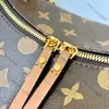 12A Upgrade Mirror Quality Luxurys Designer 38 cm stor månpåse Kvinnor marel guldkedja handväskor belagda duk handväska crossbody axel brun blomma rems väska