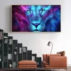 Großes buntes leuchtendes Löwe-Leinwandgemälde, modernes Tierbild, Kunst-Wandkunst-Poster für das Wohnzimmer