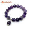 Beaded Strands Beadztalk Amethysts Purple Crystal Bead Charm Bracelet Faceted Round Stone 12 Mm Bangle For Her Gift Trendy Style Trum22