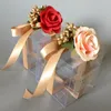 Gift Wrap 10st/Lot Candy Boxes PVC Transparenta Wedding Favors and Gifts Box Square Flower Romantic Packaging Party Baggift