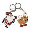 Christmas Toy Cartoon Santa Claus Keychain Christmas Tree Keyring Hanging PVC Soft Keychain