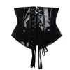 Senhoras emagrecimento sexy pvc lingerie plástico aço desossado espartilho largo underbust cinto superior plus size corselet 2206151819322