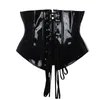 Ladies Slimming Sexy PVC Lingerie Plastic Steel Boned Corset Wide Underbust Waist Belt Top Plus Size Corselet 220615