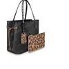 2022 Tote Handbag Women Totes Handväskor Purses Brown Flower Leopard Leather 45856 Shoppingväskor MM Storlek 32/29/17cm #LNF-01-87