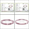 Braccialetti con ciondoli Madagascar Quarzo rosa naturale Bracciale con perline Donne Ragazze Moda Pietra Fatta a mano Forza Yoga Energia curativa Bdesybag Dhwxs