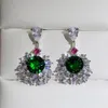 1 paire de mode fleur balancent 925 bijoux en argent vert clair cubique Zircon femmes mariage mariée boucle d'oreille amant cadeau accessoire 1951130