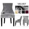 Velvet Fabric Cover de estilo europeu Cadeira de cadeira inclinada braço de tamanho grande asa rei King Back Chairs Covers de assento Removável 220517