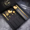 Western Popular Style Stainless Steel Flatware Shinning PVD Finishing Cutlery Three Composition Available with Gift Box Knife Spoo229y