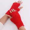 Cinq doigts gants demi-doigt pour femmes hiver doux chaud laine tricot bras mitaines Handschoenen unisexe Guantes De Mujer