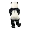 Halloween longo cabelo panda peludo mascote traje de alta qualidade roupas personagens de desenhos animados terno unisex adultos outfit natal carnaval fantasia vestido