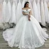 Vestido de Novia Ball Gown Wedding Dresses Beaded Off Appriqued Sweetheart Royal Train Princess Dubai Arabic Bridal Gowns 403
