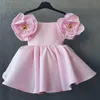 15943 Neonate Flower Party Dress Kids Slash Neck Crown Ball Gown Tutu Princess Dress Abiti per bambini