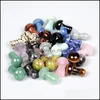 Stone Loose Beads Jewelry Crystal 2Cm Mini Mushroom Statue Natural Quartz Aquarium Witchcraft Spiritual Kawaii Room Decor Home D Dhjkm