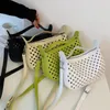 Casual femmes blanc vert sacs à main marques évider sac de plage Bolsa Feminina jaune PU cuir sacs à bandoulière sac à bandoulière