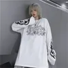 Mode coréenne surdimensionné à manches longues t-shirt Hip Hop Punk Streetwear filles t-shirts automne noir ample t-shirt femmes 220408