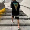 Ins Brand Rhude Inverted Triangle Printing Short Sleeve Fashion High Street Wash Old Loose T-shirt for Lovers